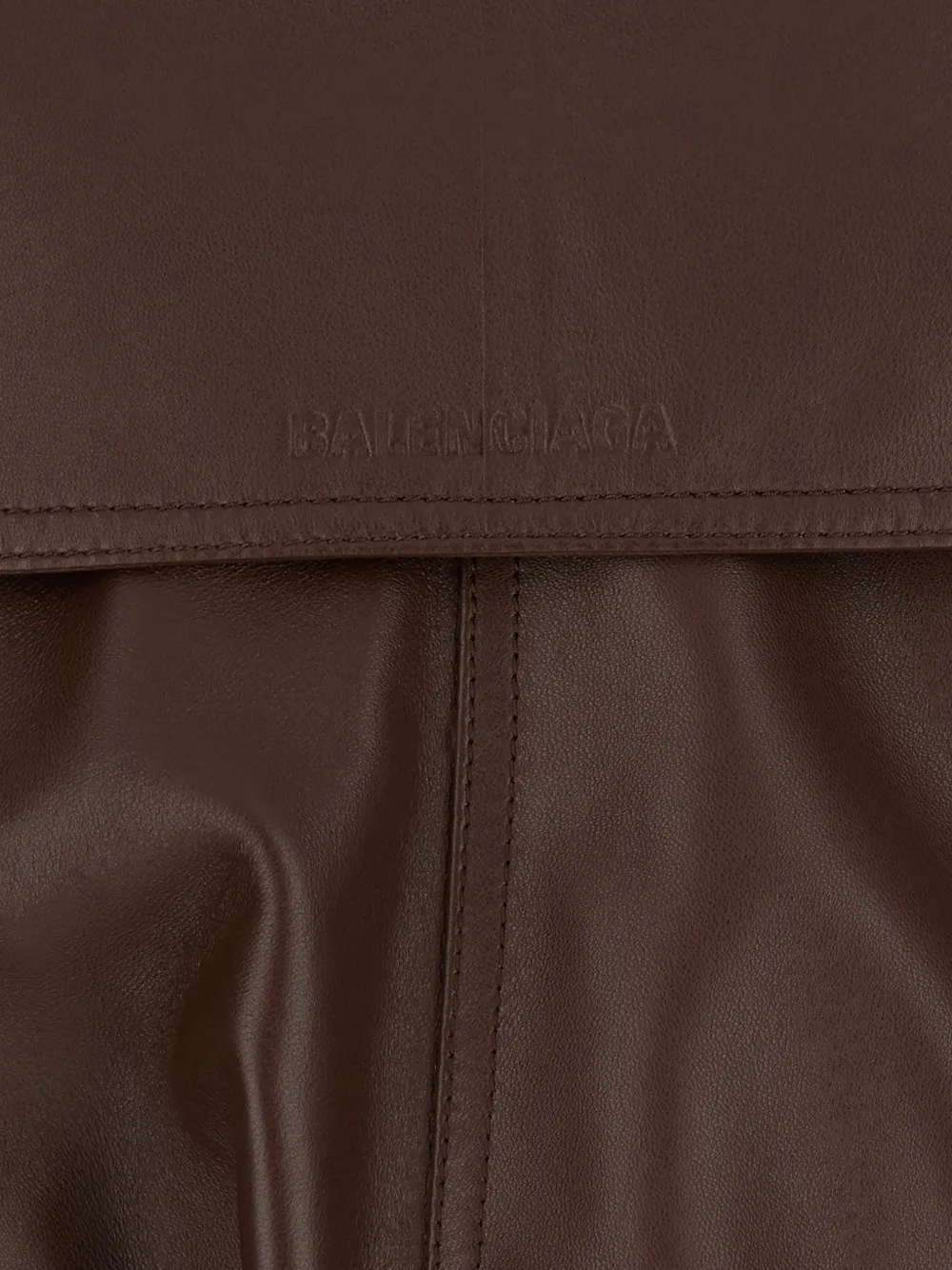 Balenciaga Leren jack met oversized kraag Bruin