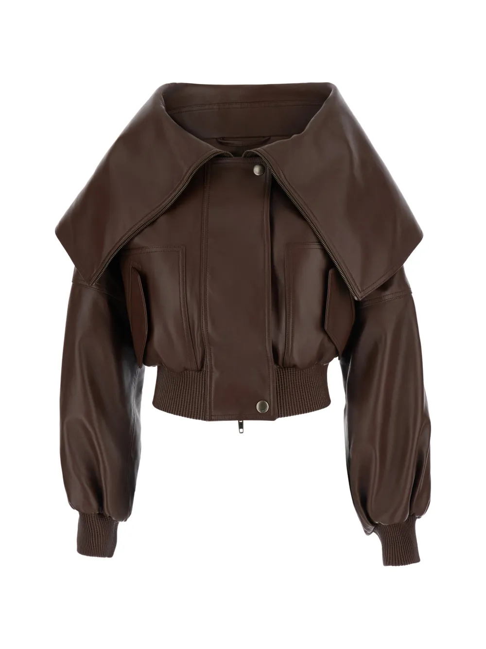 Balenciaga exaggerated-collar leather jacket