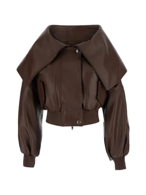 Balenciaga exaggerated-collar leather jacket