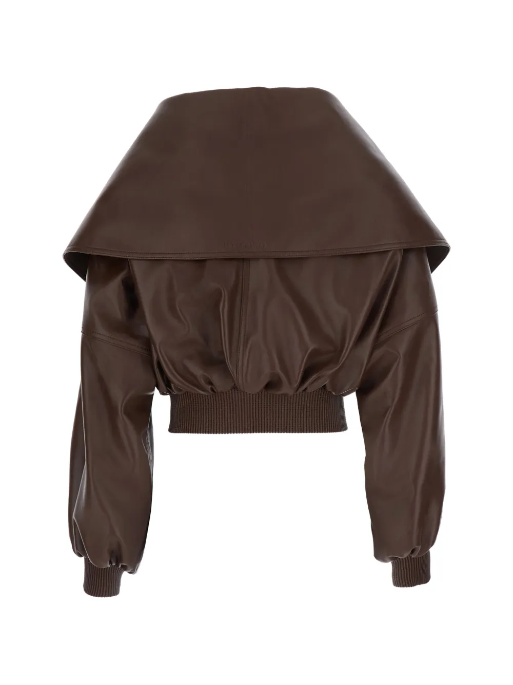 Balenciaga Leren jack met oversized kraag Bruin