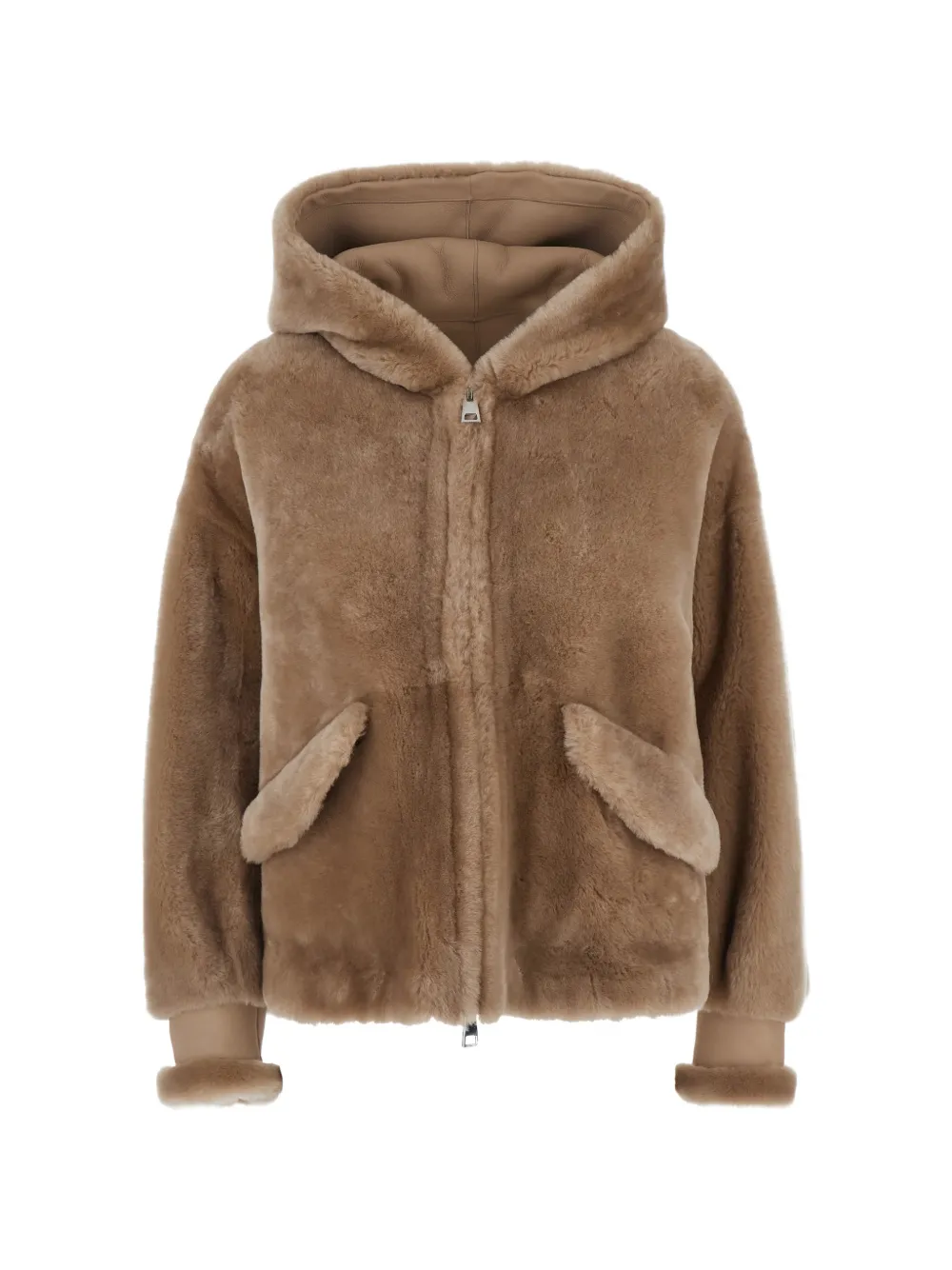 Blancha shearling hooded jacket - Marrone