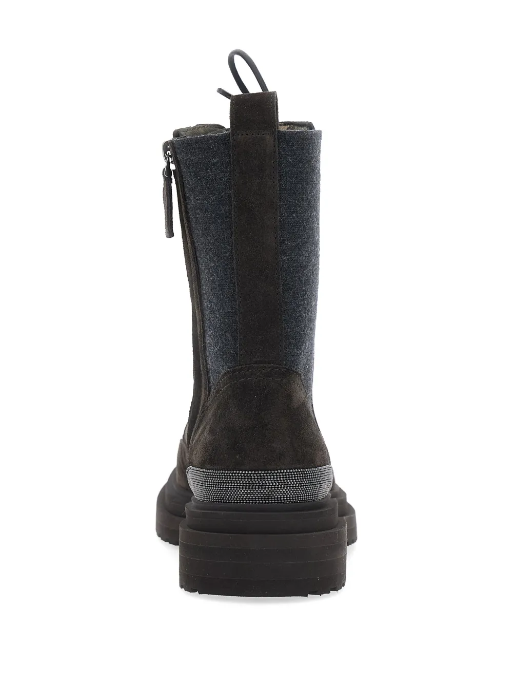 Brunello Cucinelli lace-up Monili-embellished boots Bruin