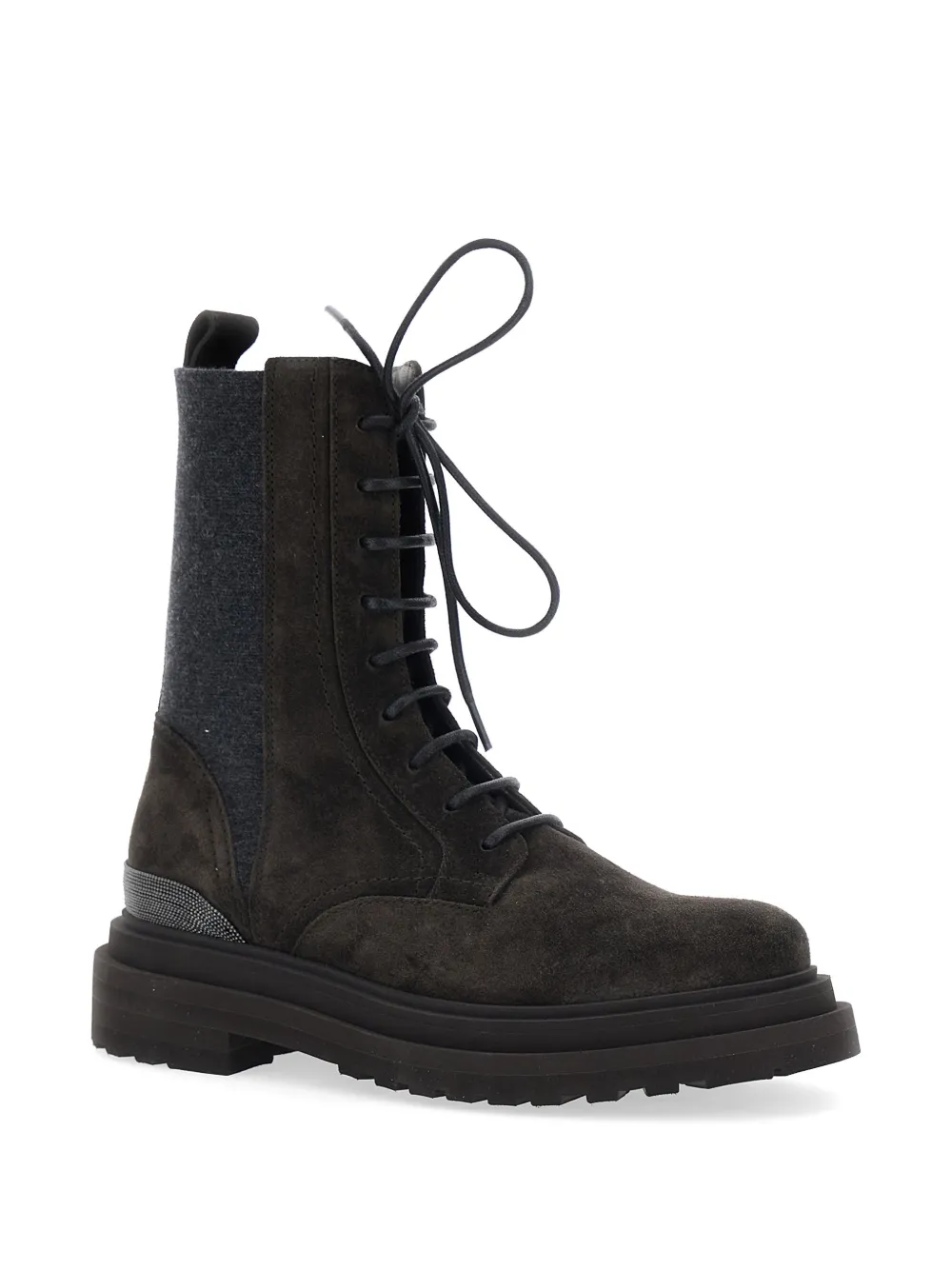 Brunello Cucinelli lace-up Monili-embellished boots Bruin