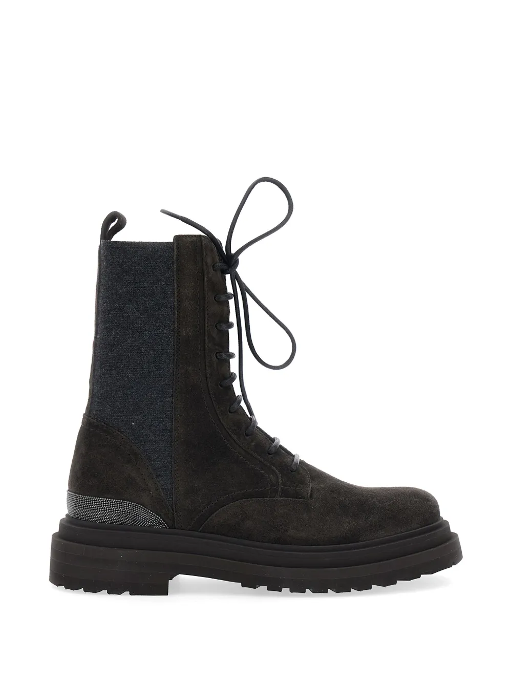 Brunello Cucinelli lace-up Monili-embellished boots Bruin