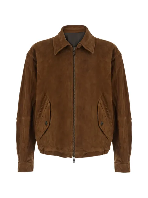 COOR zip-up leather bomber jacket