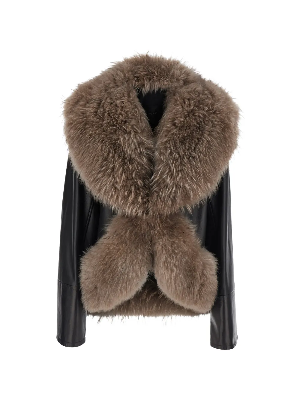 Blancha shearling-trim leather jacket - Nero