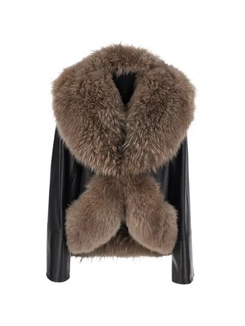 Blancha shearling-trim leather jacket