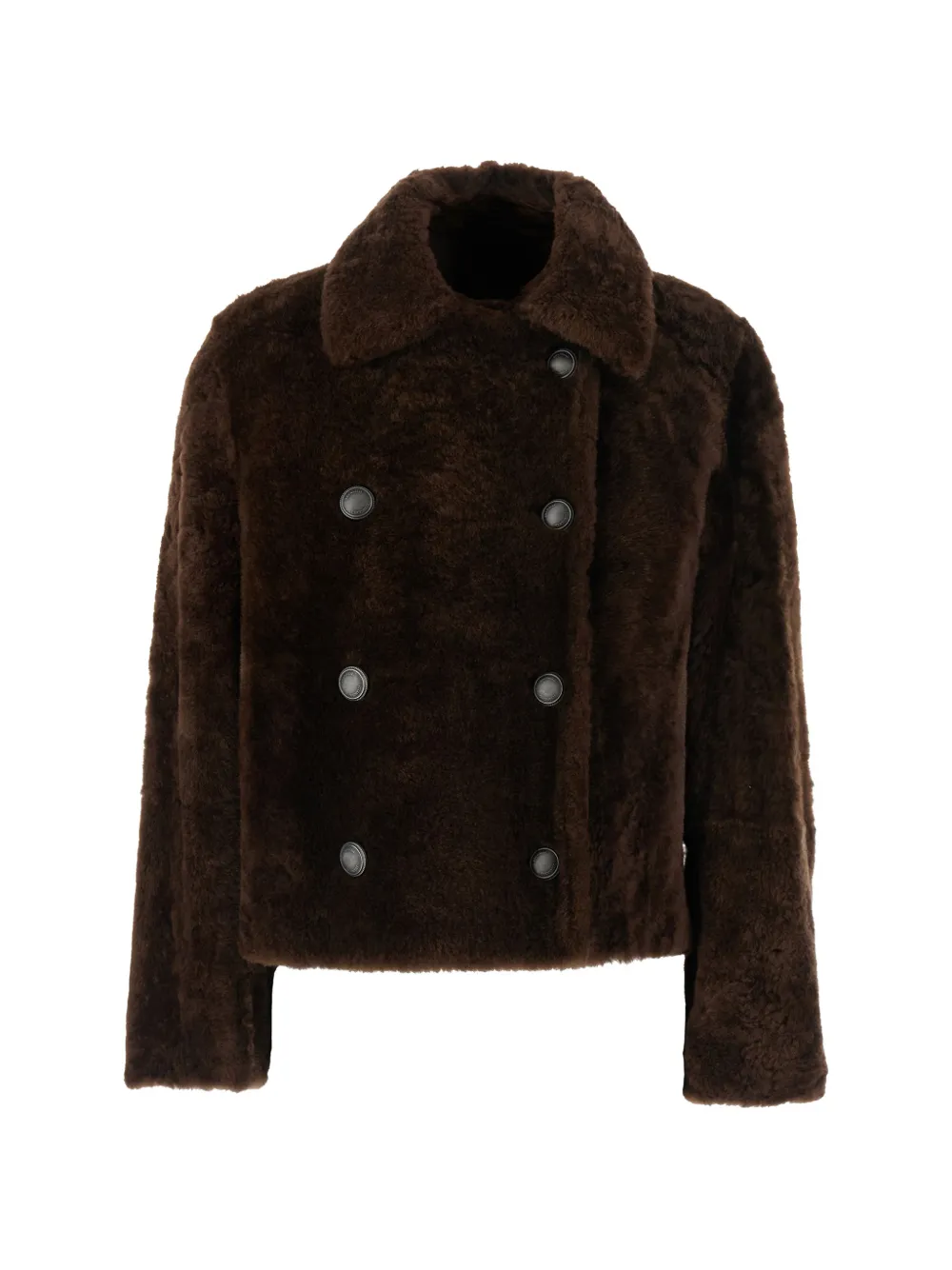 Brunello Cucinelli double-breasted shearling coat - Braun