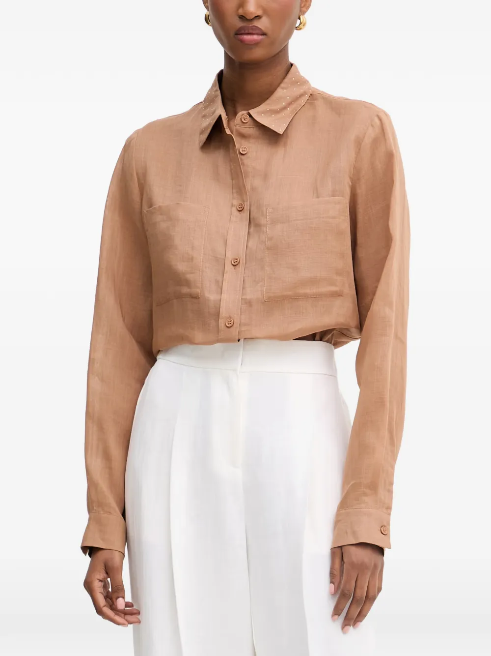 Silvian Heach Tobela crystal-embellished button-up shirt