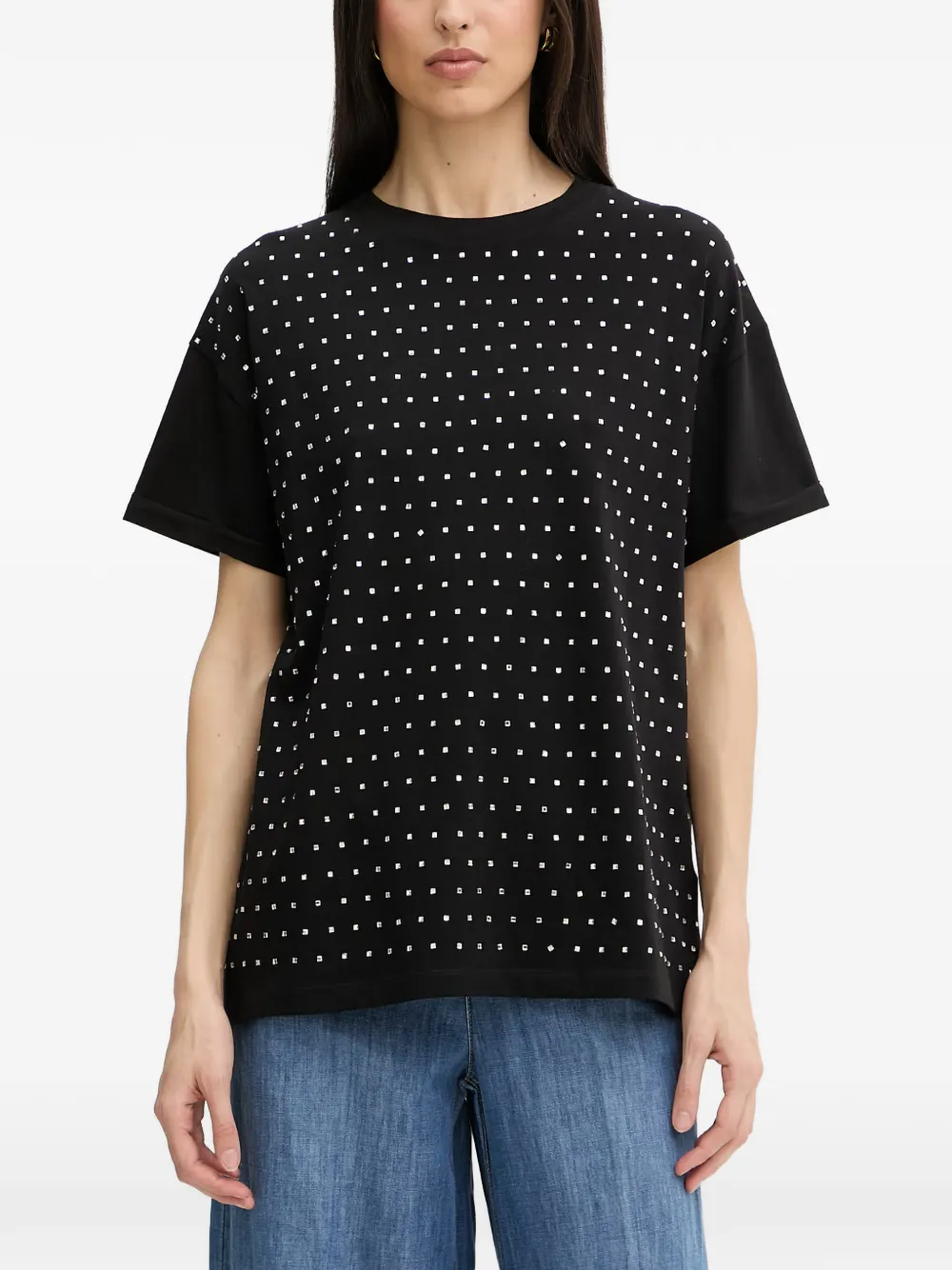 Silvian Heach Rhinestone-embellished T-shirt In Black