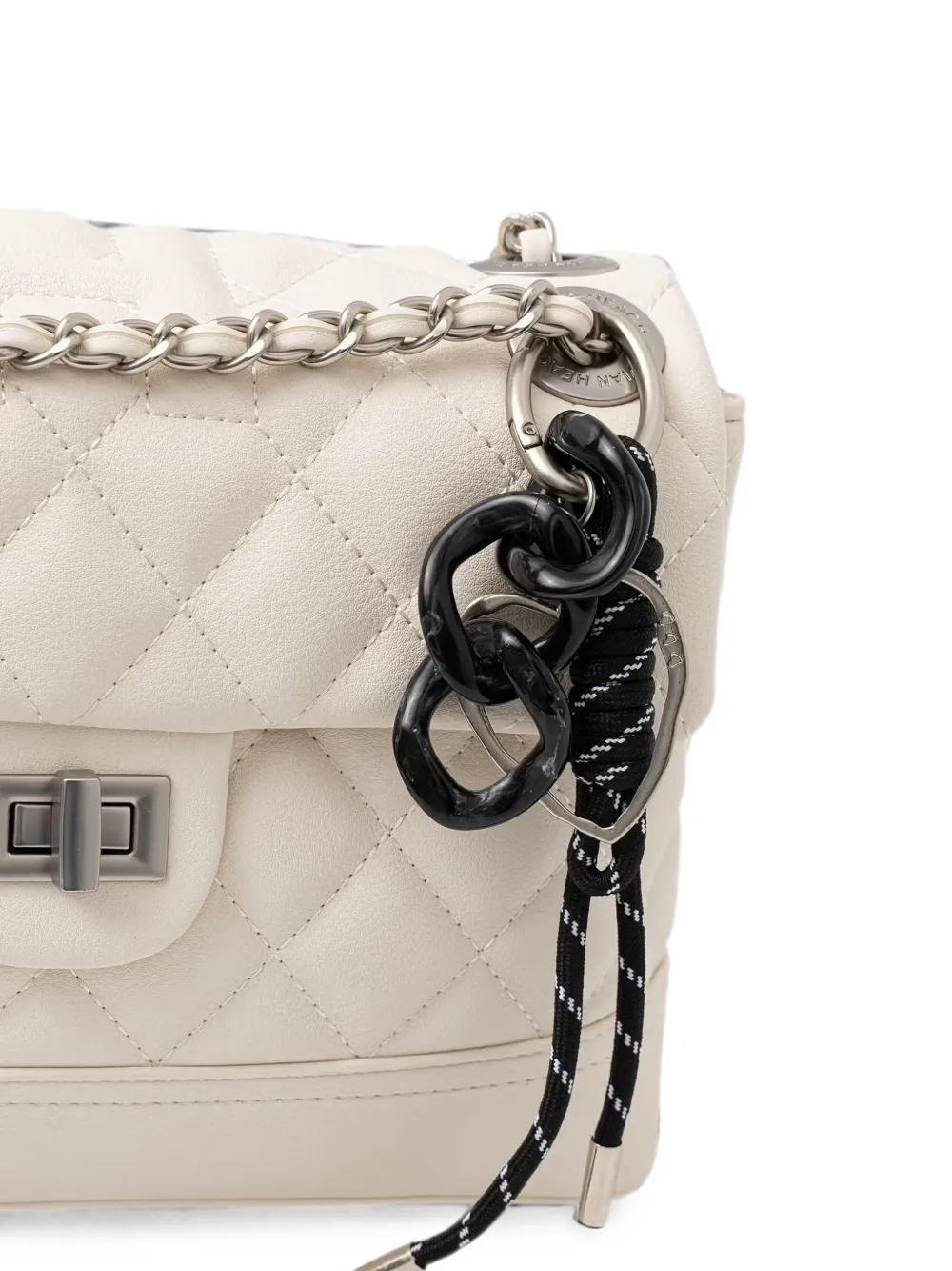 Silvian Heach Gewatteerde leren crossbodytas met ketting Wit