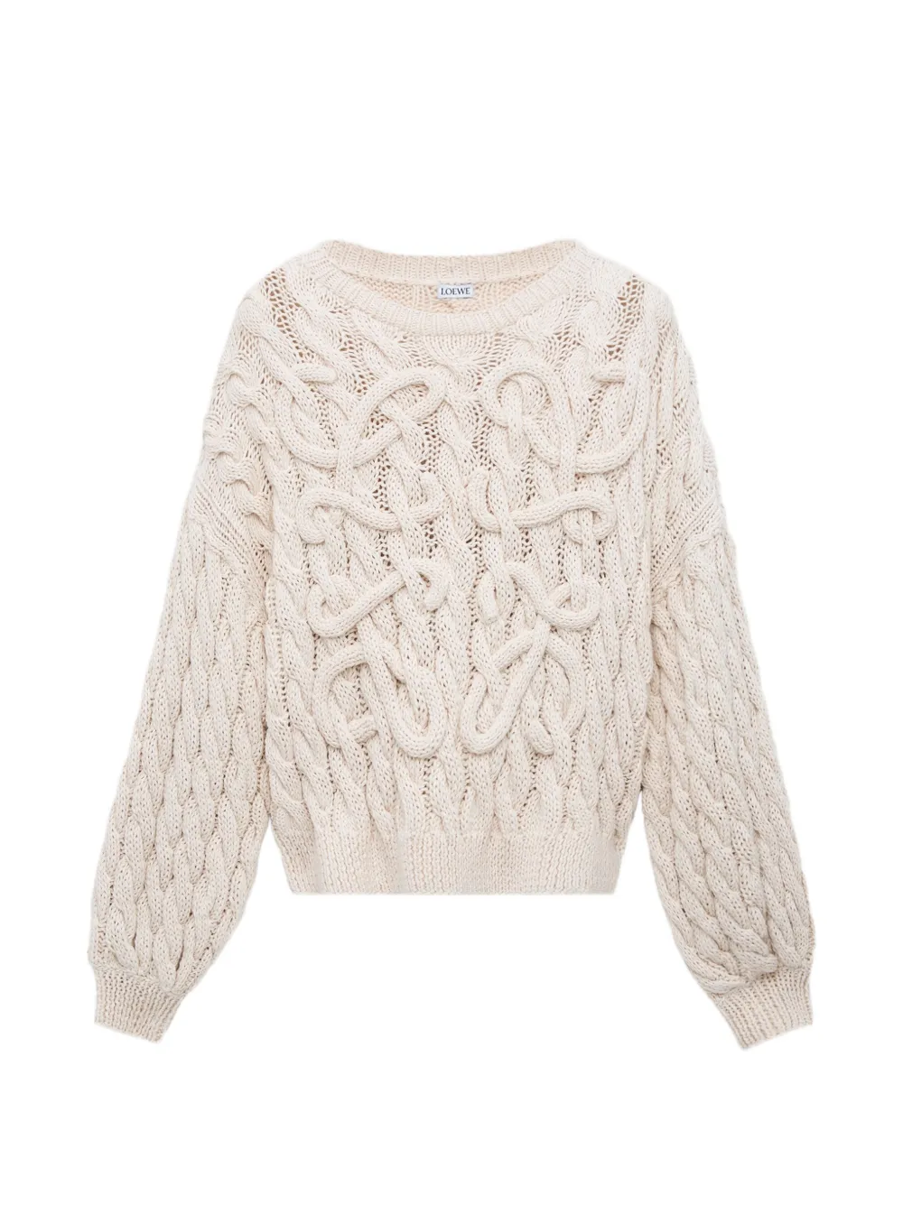 Loewe Anagram Sweater in Cotton and Wool Blend in Neutrals