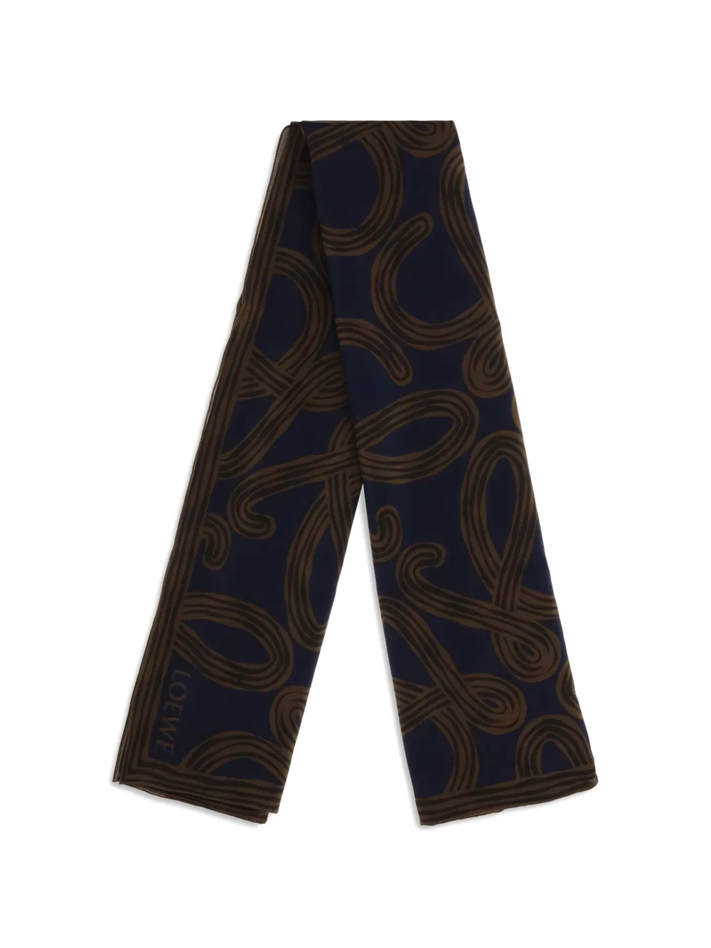 Loewe Anagram-print Silk Scarf In Blue