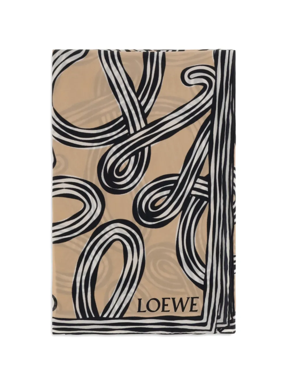 Loewe Anagram-print Silk Scarf In Neutral