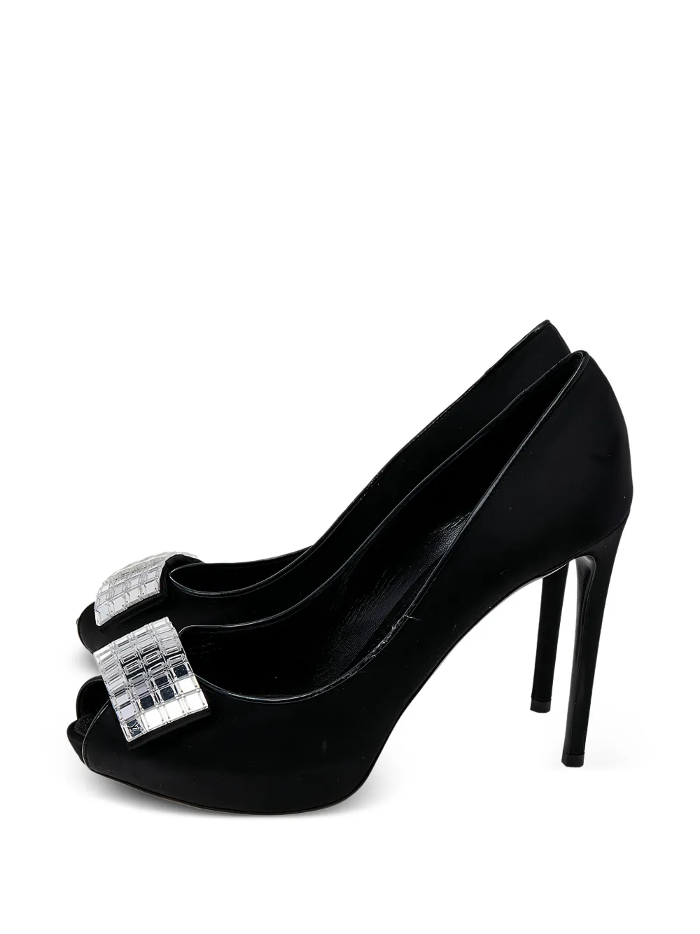 Louis Vuitton Pre-Owned 110mm satin mbellished heeled pumps - Nero