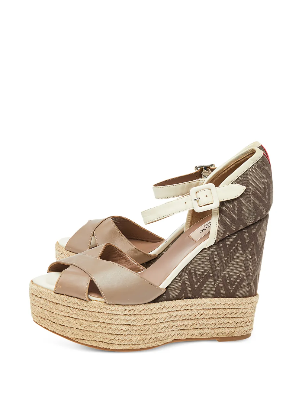 Valentino Garavani Pre-Owned 130mm leather wedge sandals - Toni neutri