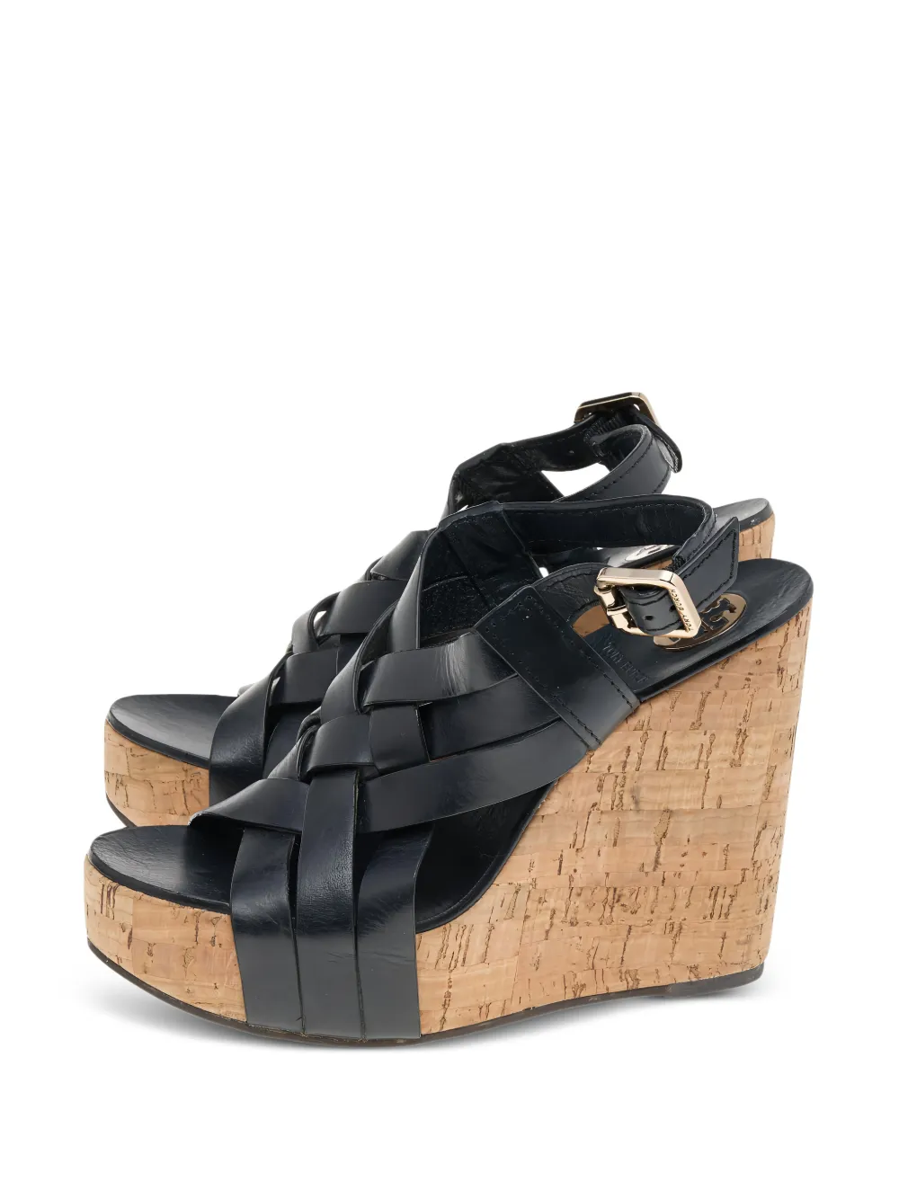 Tory Burch 125mm leather wedge sandals - Nero