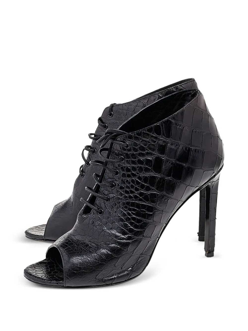 Saint Laurent Pre-Owned 100mm leather ankle boots - Schwarz