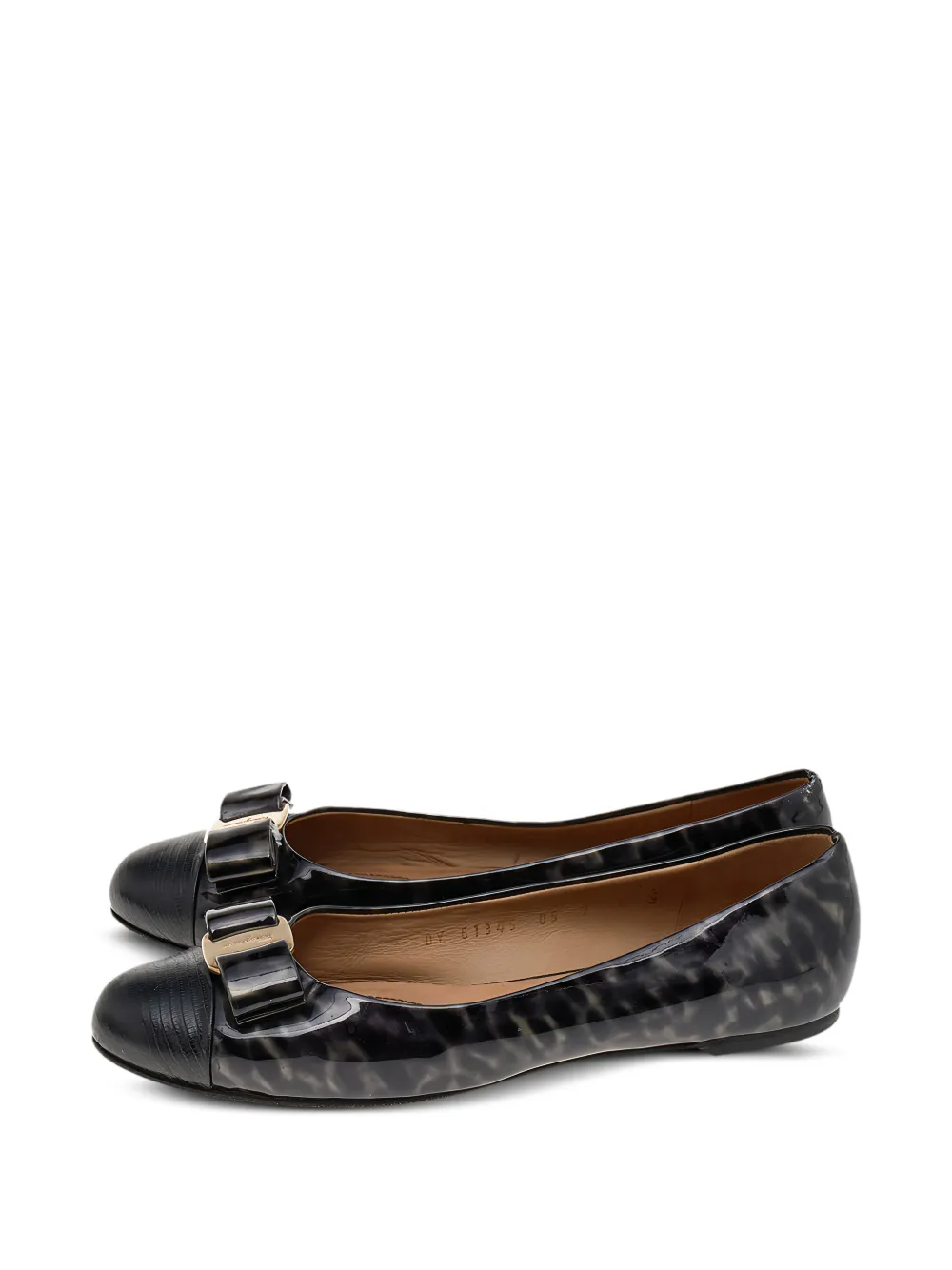 Ferragamo Pre-Owned Vara bow-detail ballet flats - Nero