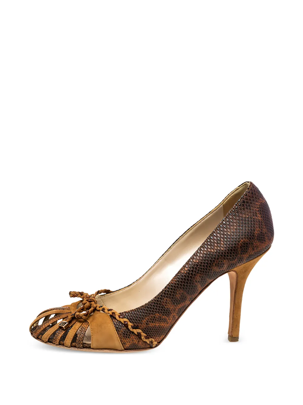 Christian Dior Pre-Owned 95mm lizard-embossed leather heeled pumps - Marrone