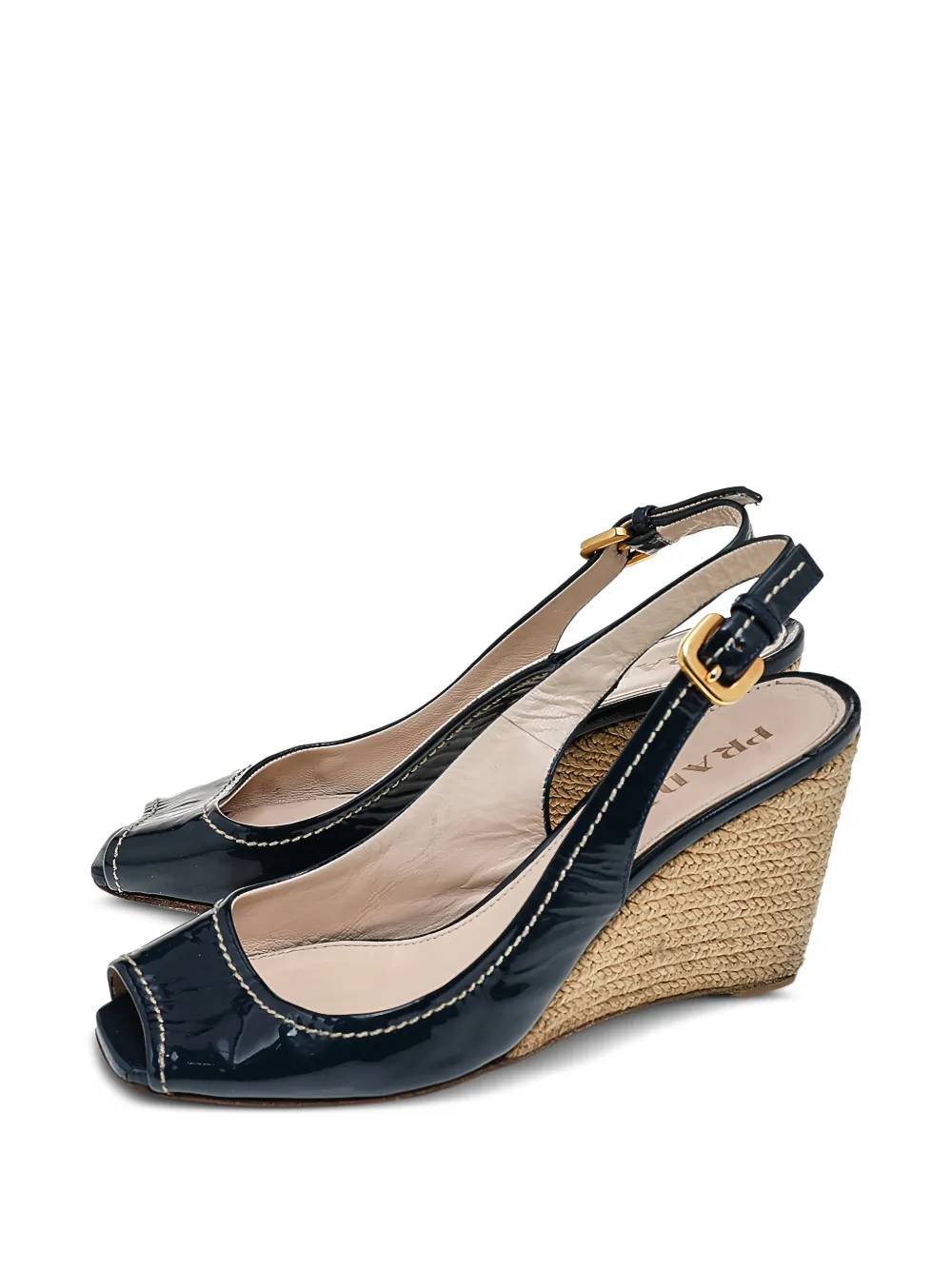 Prada Pre-Owned peep-toe slingback espadrille sandals - Blau