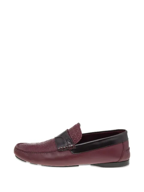 Versace Pre-Owned Monogram-embossed leather loafers