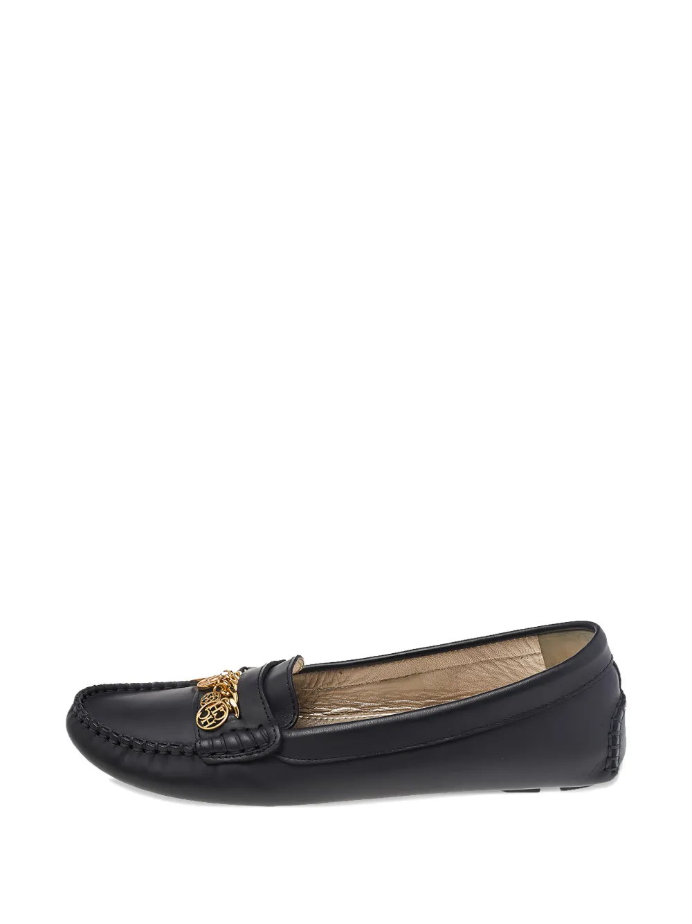 Carolina Herrera Vintage mocassins en cuir à breloque logo - Noir