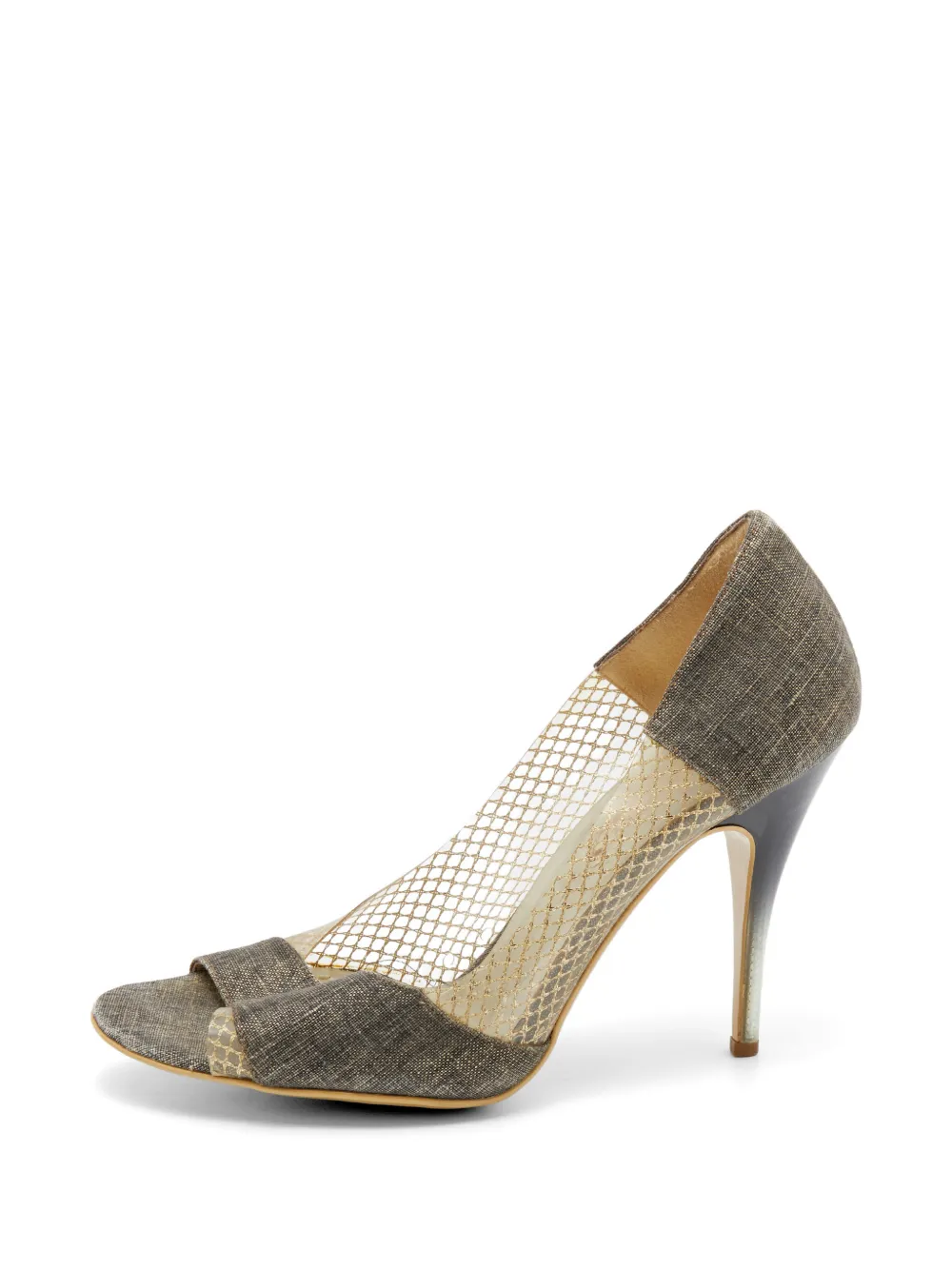 Stella McCartney Pre-Owned peep-toe canvas pumps - Grigio