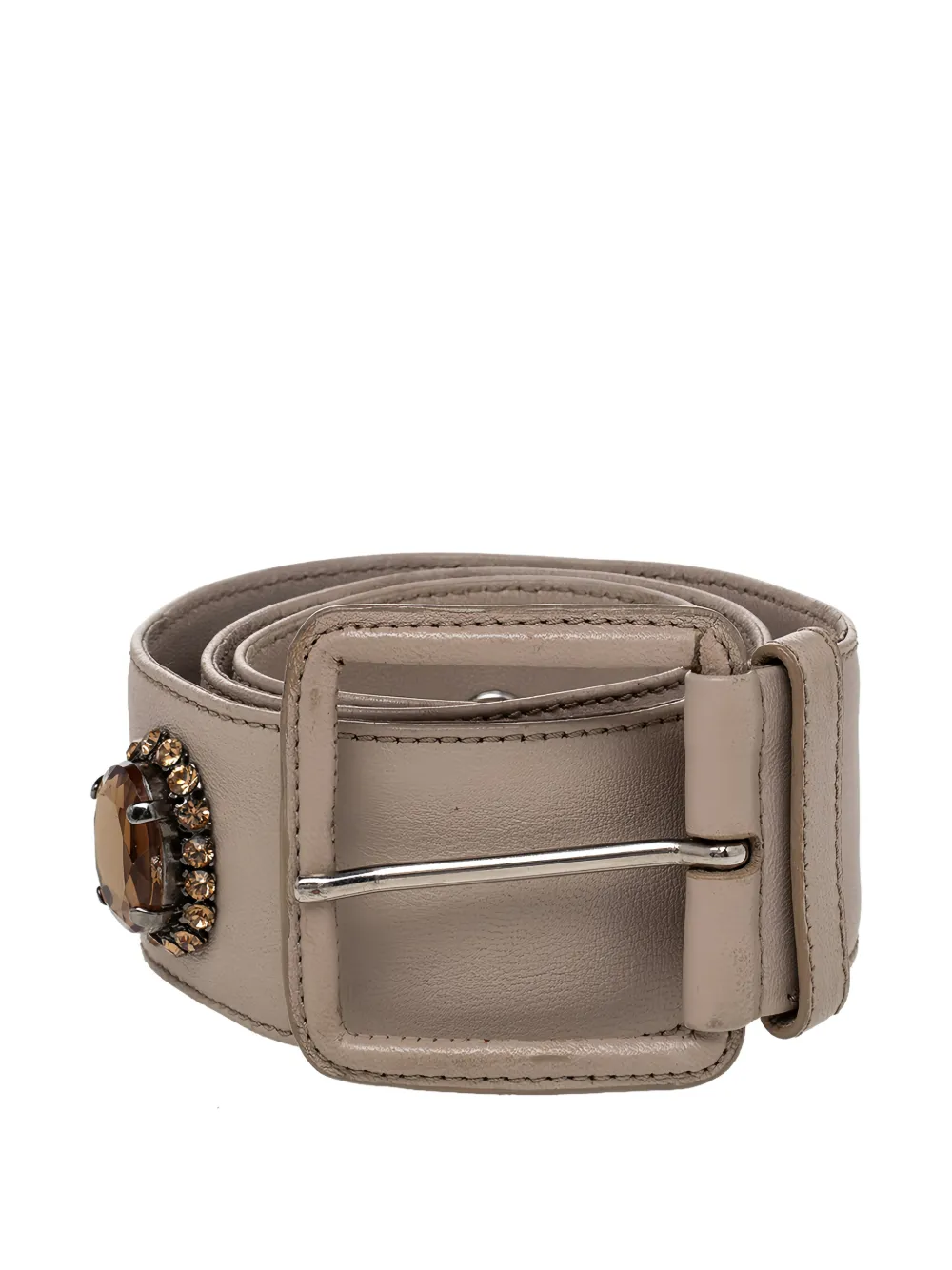 Miu Miu Pre-Owned crystal-embellished leather belt - Toni neutri