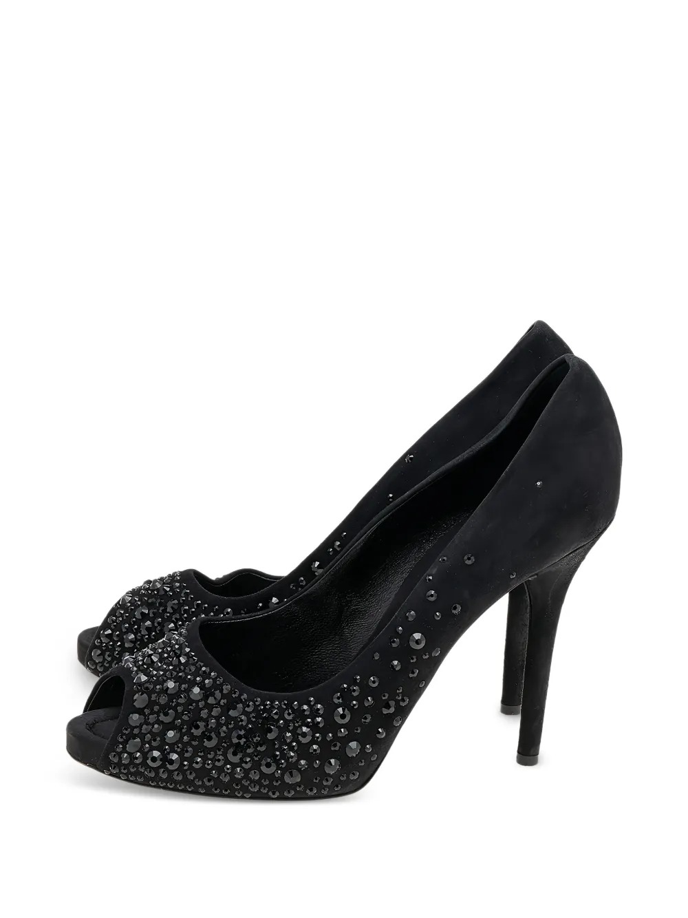 Dolce & Gabbana Pre-Owned crystal-embellished peep-toe pumps - Nero