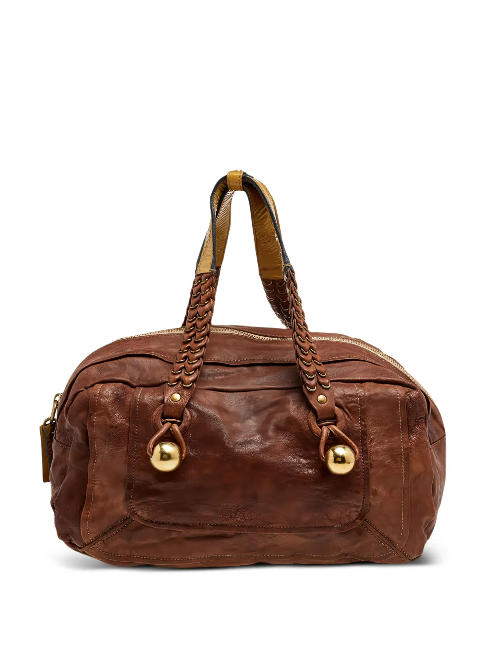 Chloé Pre-Owned braided leather shoulder bag - Marrone