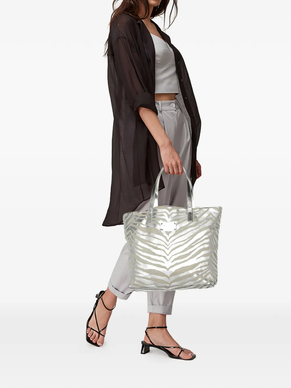 Michael Kors zebra-print patent-leather tote bag - Toni neutri