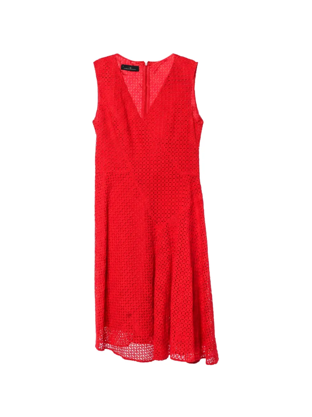Carolina Herrera Vintage robe évasée en dentelle - Rouge