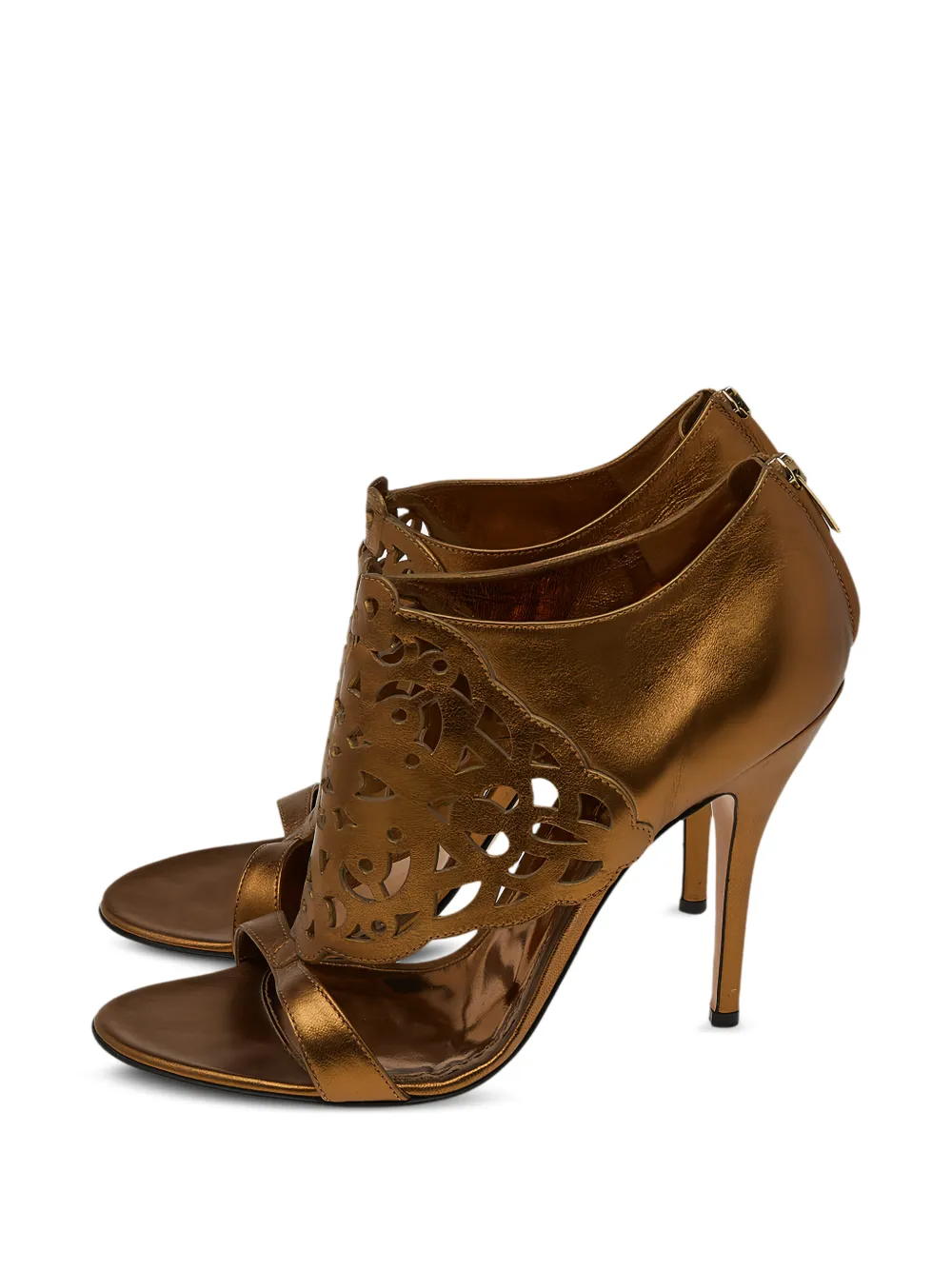 Gianvito Rossi Cut-out zip-fastening sandals - Gold