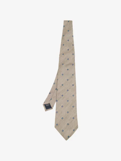 Dunhill diamond-patterned silk-linen tie