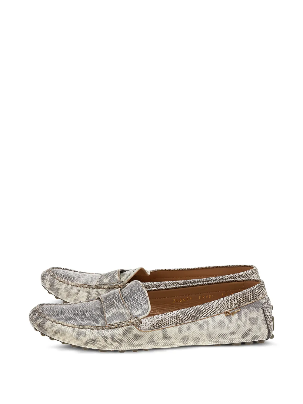 Ferragamo Pre-Owned bow-tie leather loafers - Grigio