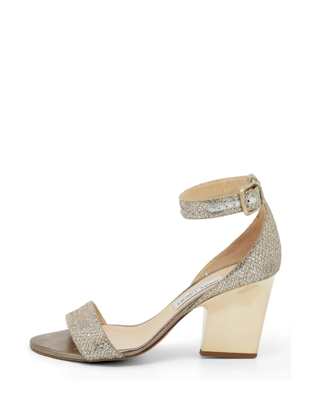 Jimmy Choo Pre-Owned glitter ankle-strap heeled sandals - Oro