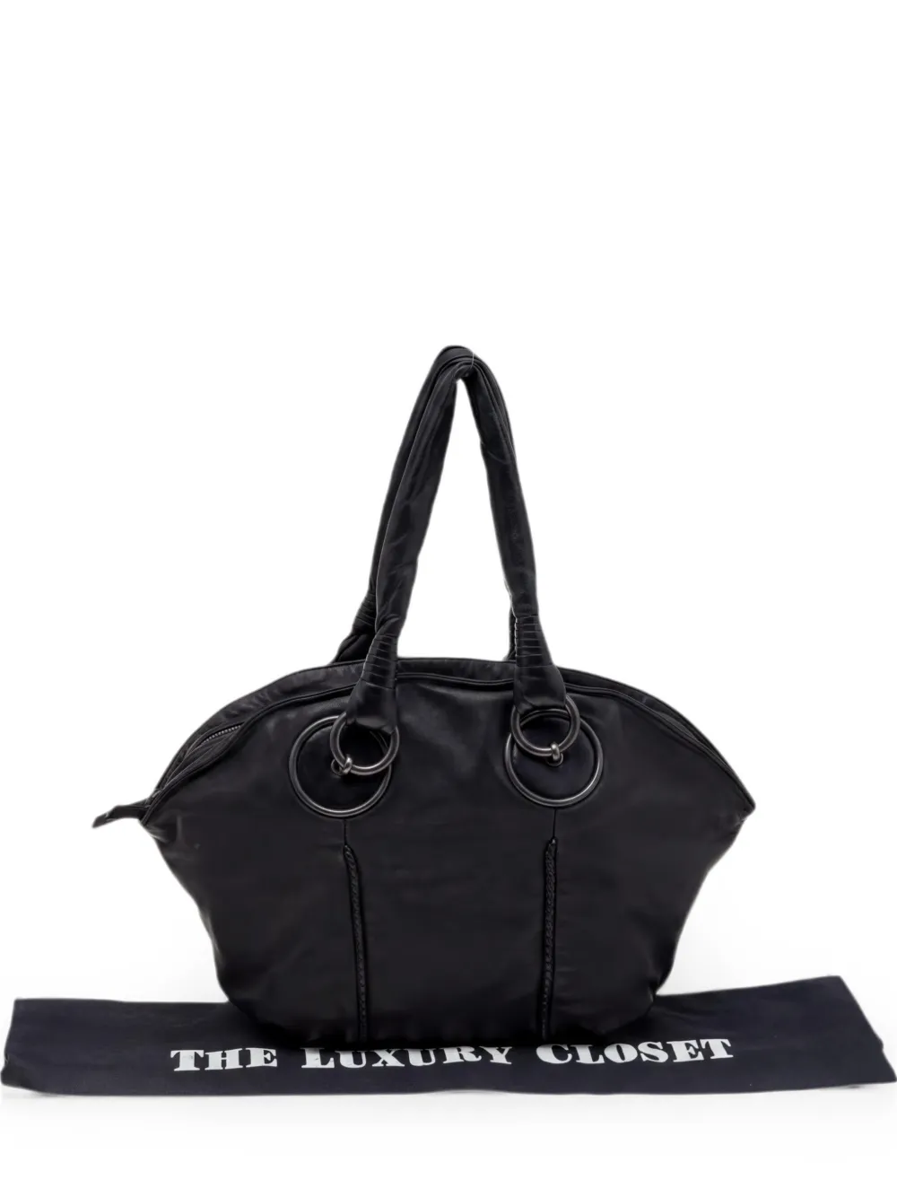 Bottega Veneta Pre-Owned braided-trim calf leather satchel bag - Nero