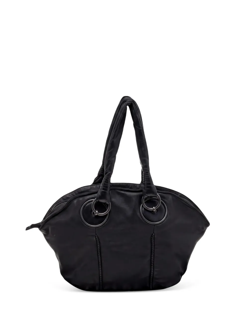 Bottega Veneta Pre-Owned braided-trim calf leather satchel bag - Black