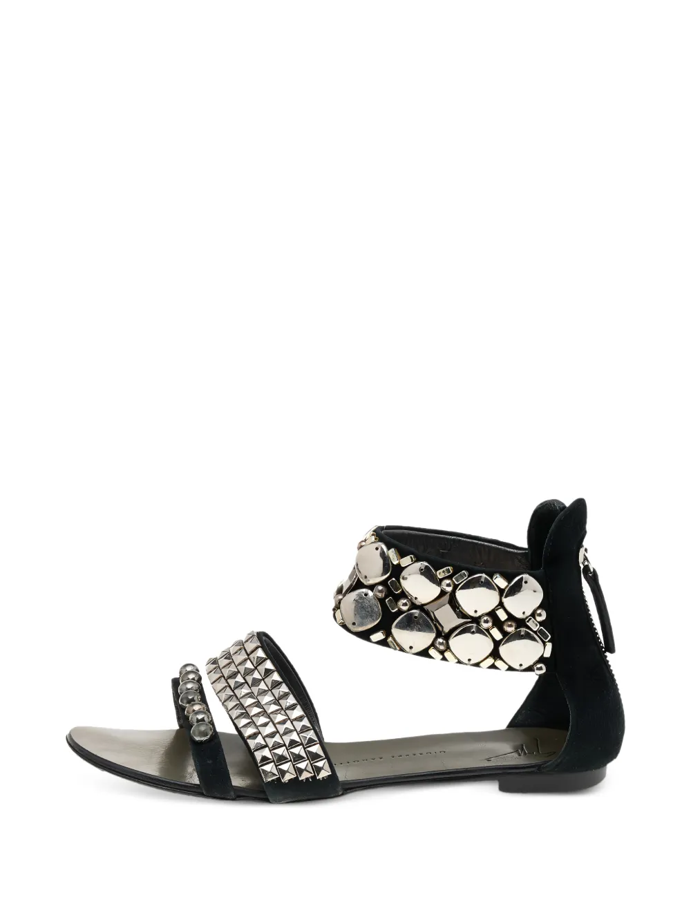 Giuseppe Zanotti Vintage ankle-cuff flat sandals - Nero