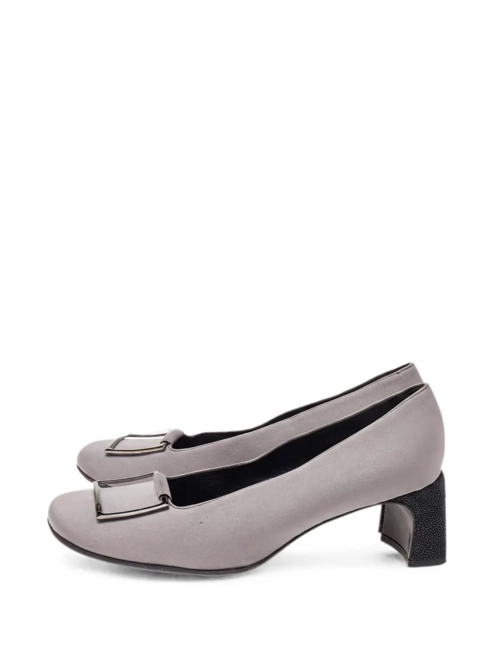 Gucci Pre-Owned square-toe metal-trim pumps - Grau