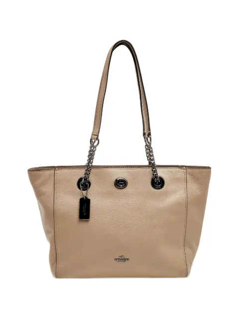 Coach turn-lock leather tote bag