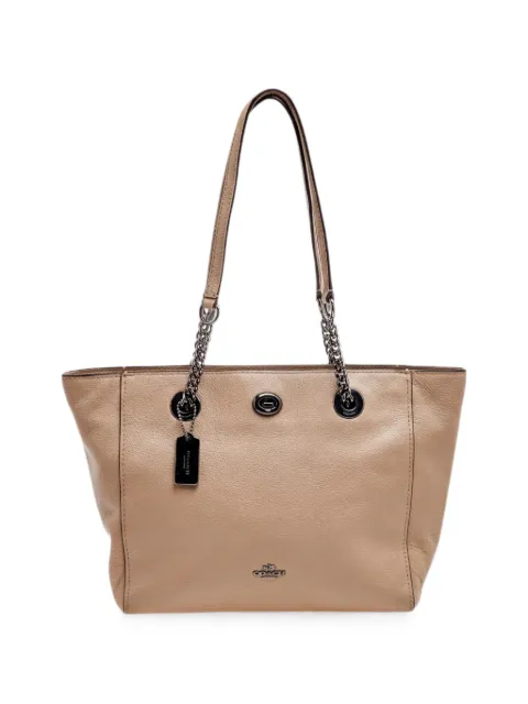 Coach turn-lock calf leather tote bag