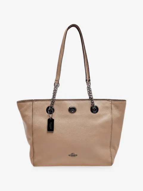 Coach turn-lock calf leather tote bag