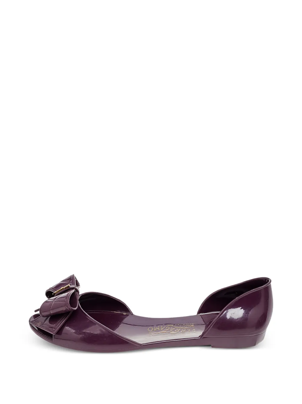 Ferragamo Pre-Owned bow-detail jelly flat pump - Viola
