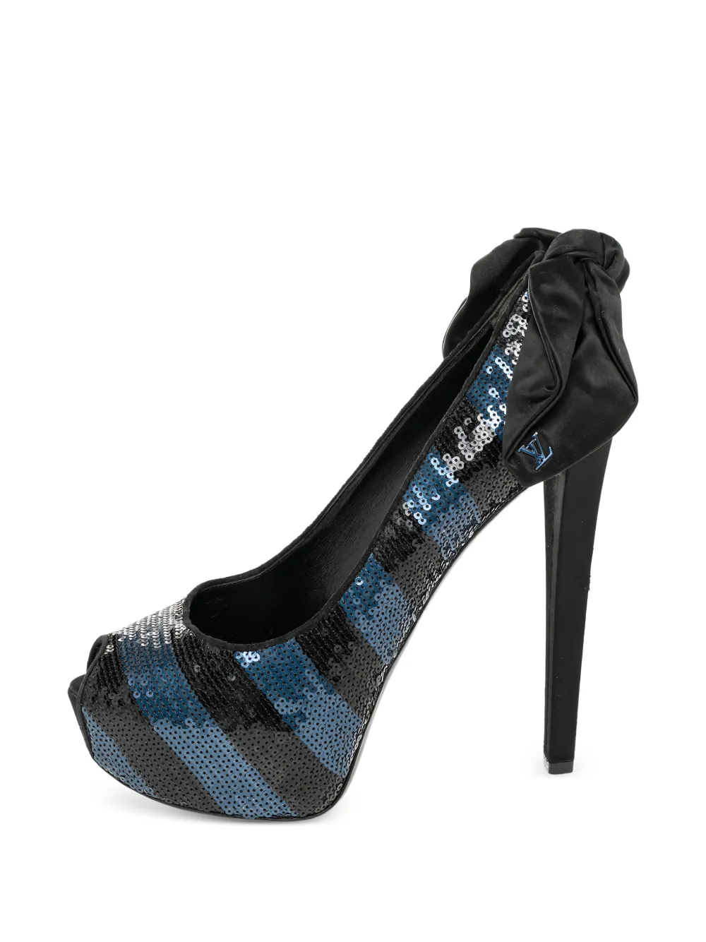 Louis Vuitton Pre-Owned sequin bow platform pumps - Nero