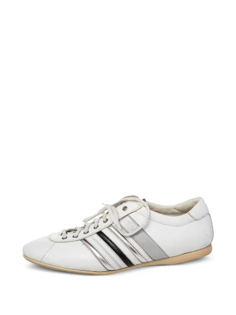 Prada Pre-Owned stripe-detail leather low-top sneakers