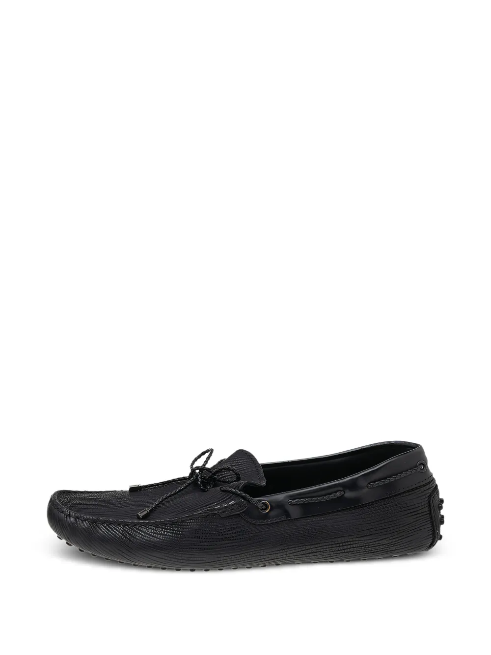 Tod's Vintage bow-detail leather boat shoes - Nero