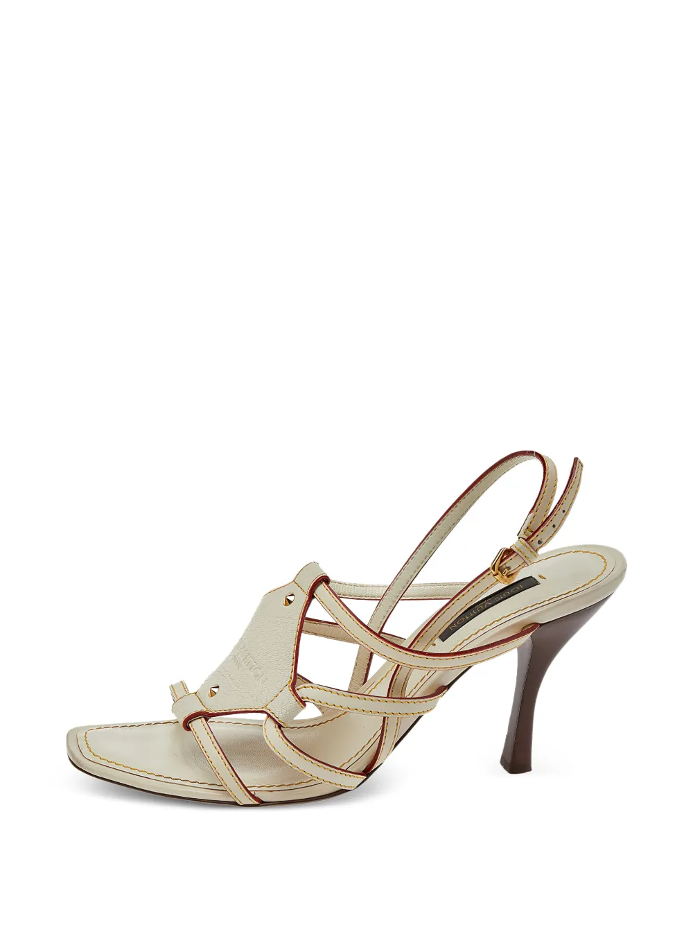 Louis Vuitton Pre-Owned 95mm contrast-stitch heeled sandals - Bianco