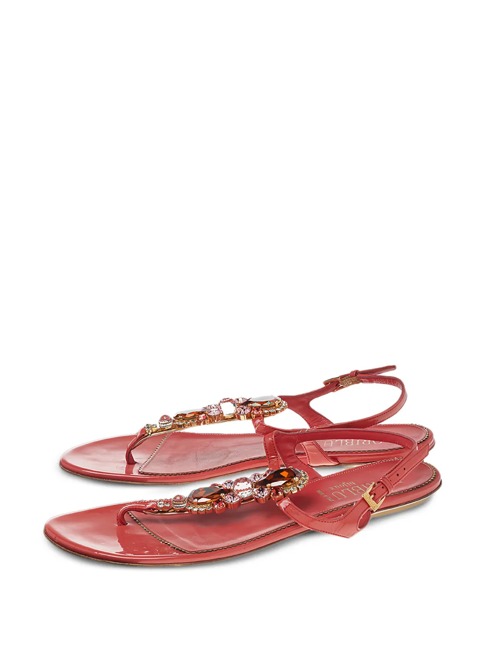 Loriblu patent leather crystal sandals - Orange